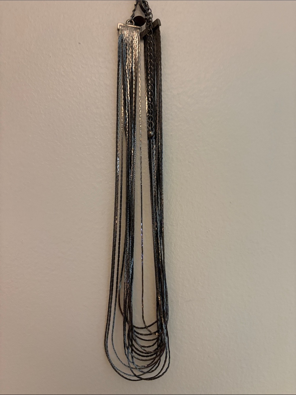 Express Multi-Strand Black Metallic Layered Necklace